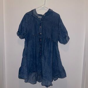 Denim Babydoll Style Mini Dress/Oversized Shirt Sz L